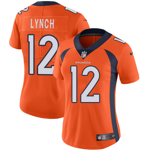 Nike Broncos #12 Paxton Lynch Orange Team Color Women's Stitched NFL Vapor Untouchable Limited Jersey - Click Image to Close